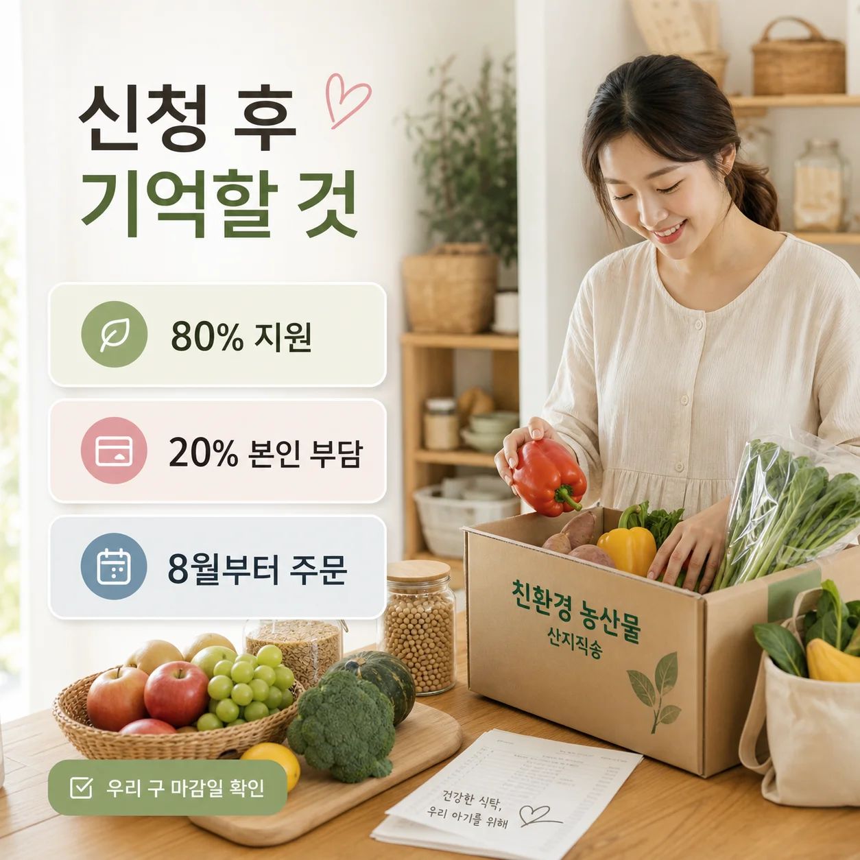 에코이몰 임산부 친환경농산물 신청 5단계와 자부담 20% 결제 구조 안내